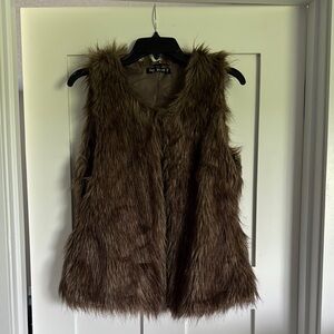 Say What? Faux Fur Vest in Brown
